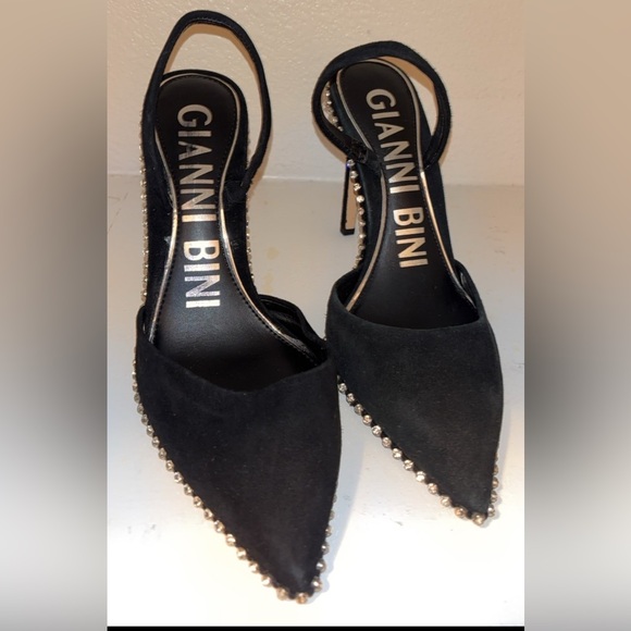 Gianni Bini Black Heels with Silver Accents - Picture 2 of 4